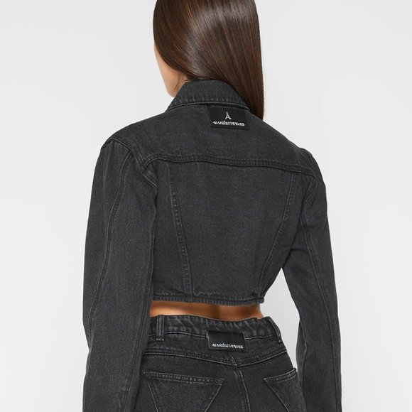 Maniere De Voir Cropped Carpenter Denim Jacket - Picture 5 of 9